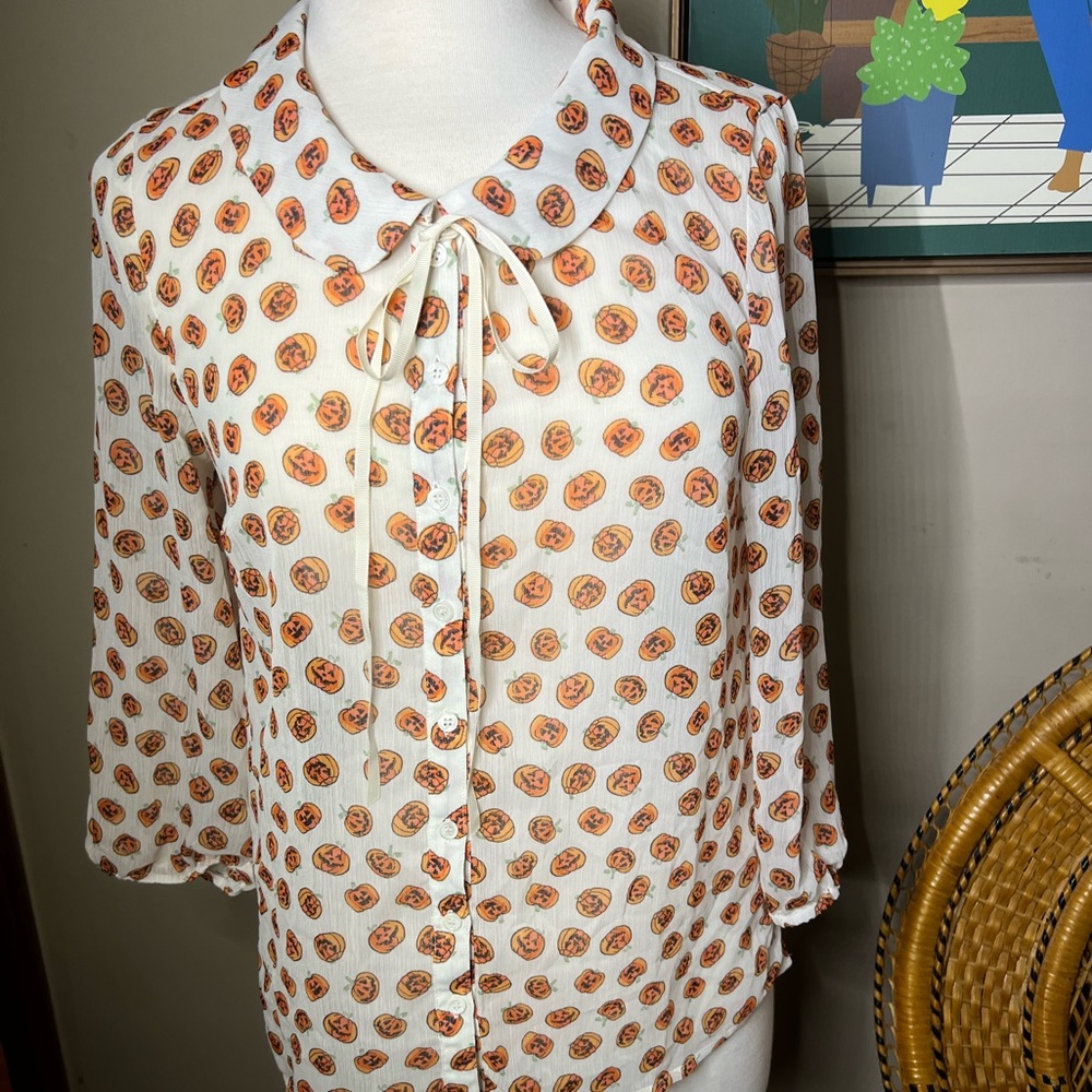 ModCloth Halloween Peter Pan Collar Button Down Blouse